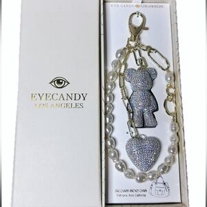NWT ⚜️💎⚜️ Eye Candy LA Adorable Rhinestone Bear and Heart Key Chain Bag Charm